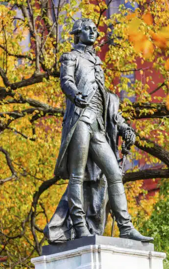 General Marquis de Lafayette Statue Lafayette Park in Washington DC.