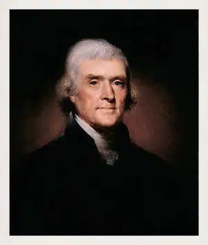 Portrait of US president and Founding Father Thomas Jefferson.