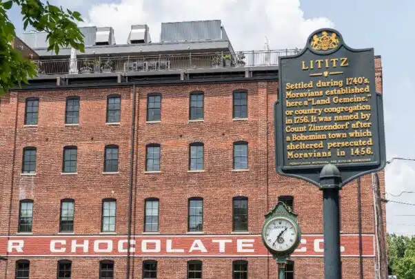 Lititz Historic Marker in the downtown area of the small town