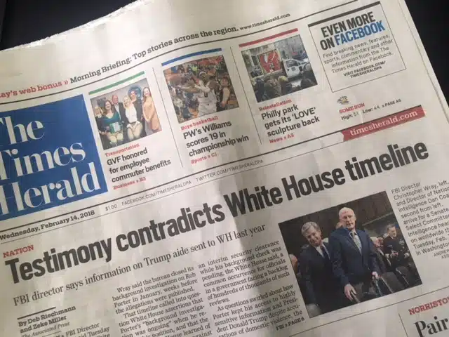 Times Herald, Mercury, Reporter owner cuts Philadelphia-area employees as it wins bid to buy Boston Herald