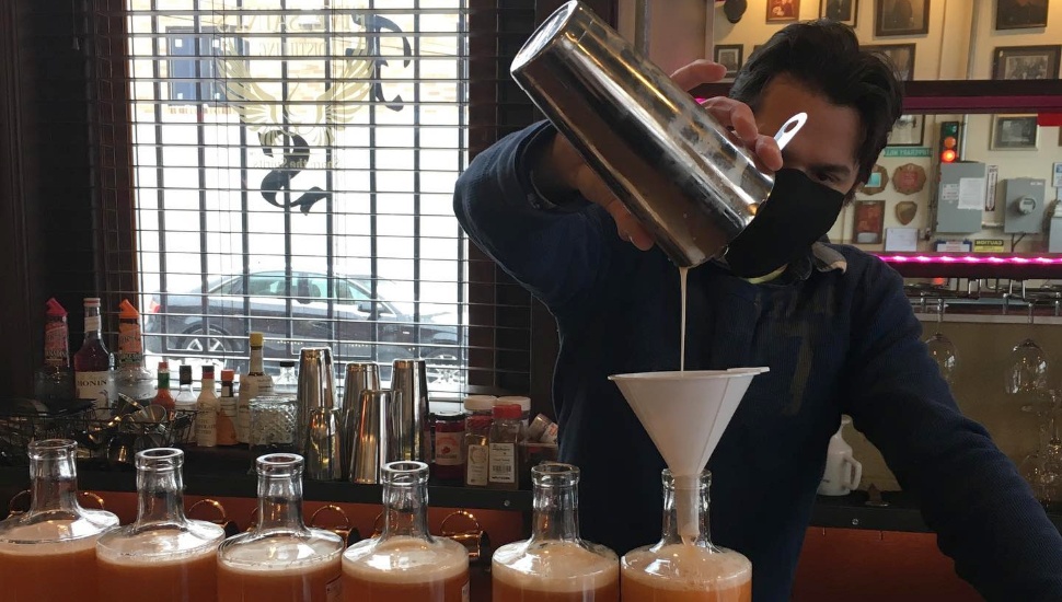Man mixing cocktails