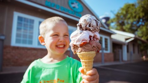Boy holding a Merrymead Farm Ice Cream Cone