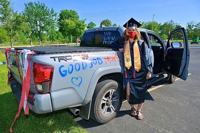 Good job mom !college graduate with truck