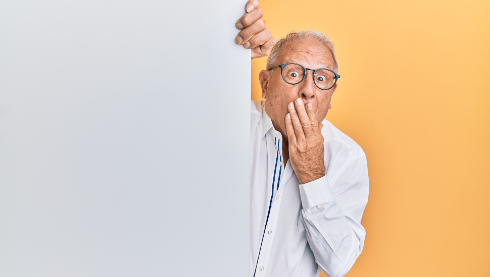 Mistaken older man in a white jacket