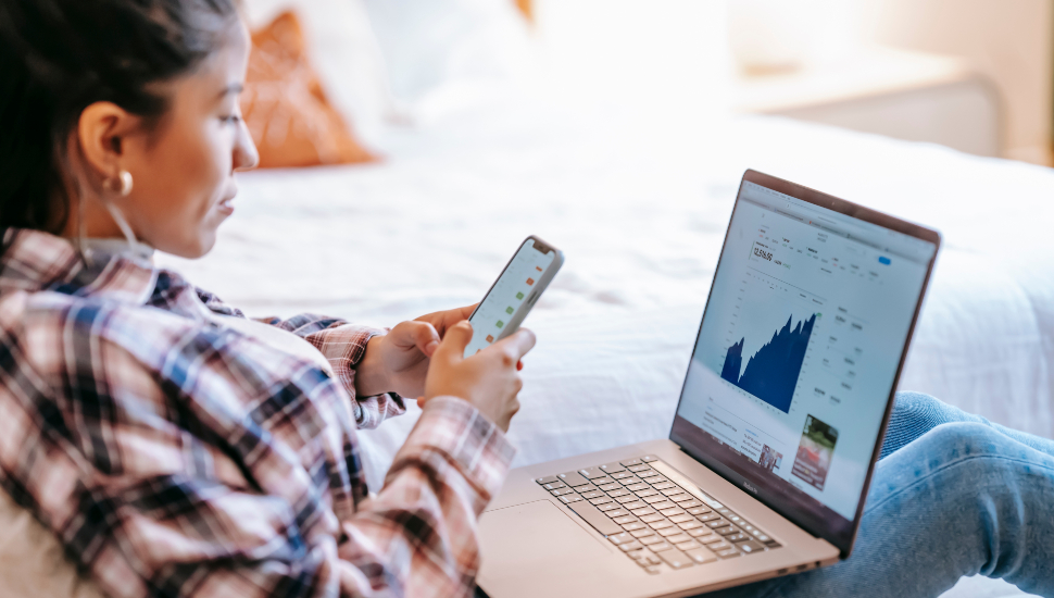 Individual Investor checking her holdings
