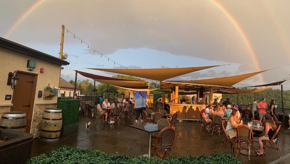 Conshohocken's Skytop Garden bar outside rainbow