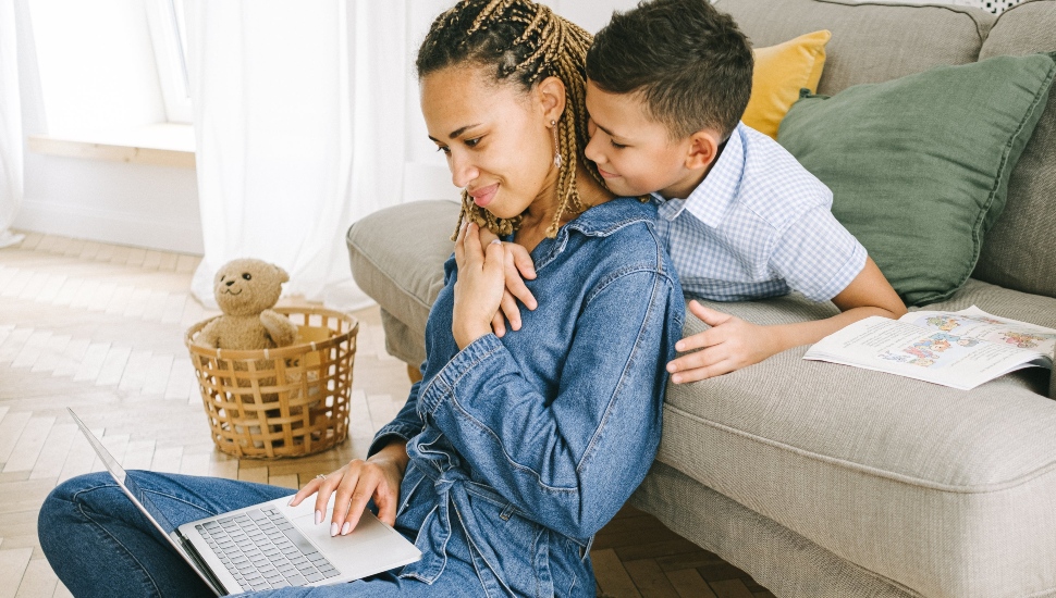 Mother and Son working