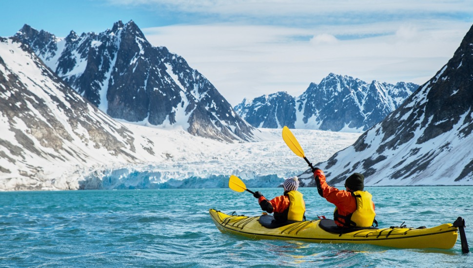 two people sea kayaking