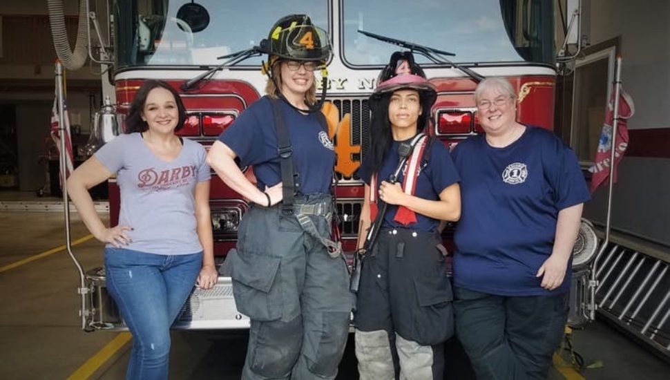 Darby Fire Company's women firefighters (from left) Joanne Middaugh, JoAnna Billings, Aubrey Lehman and Mary Ann Bradford.