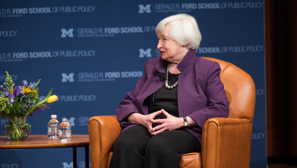 Treasury Secretary Janet Yellen at the University of Michigan.