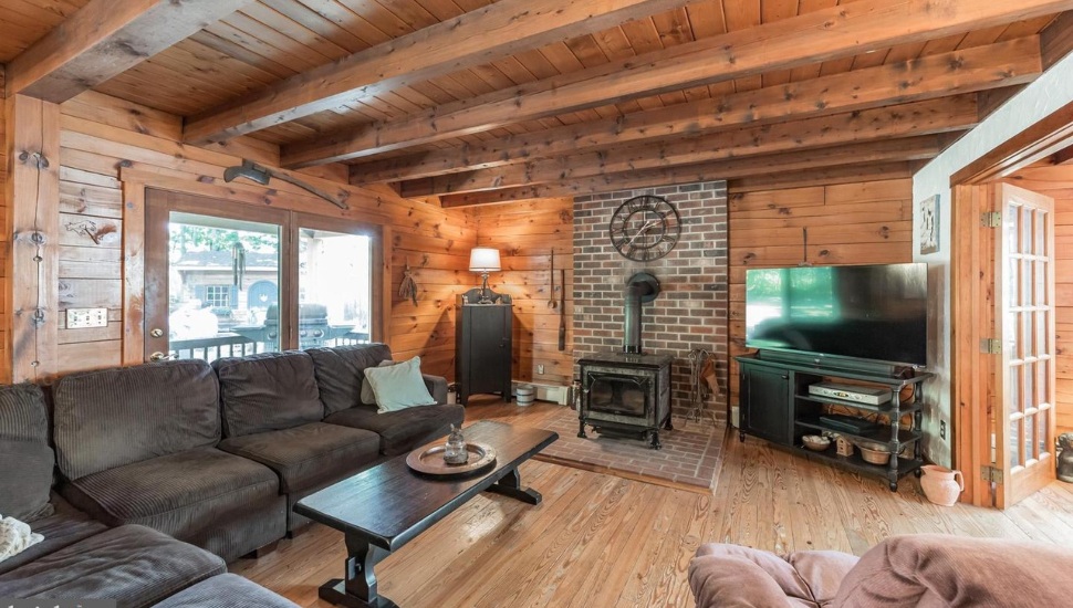living room in rustic farmhouse