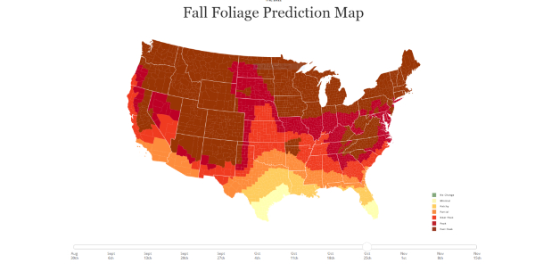Fall foliage prediction map. 