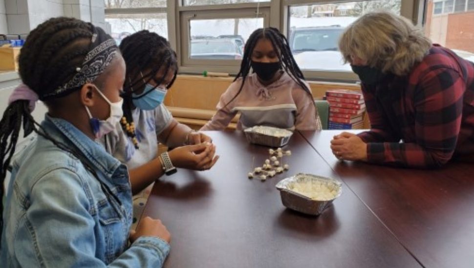 students at a table