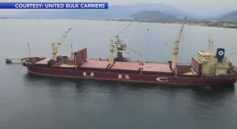A cargo ship with United Bulk Carriers in Wayne.