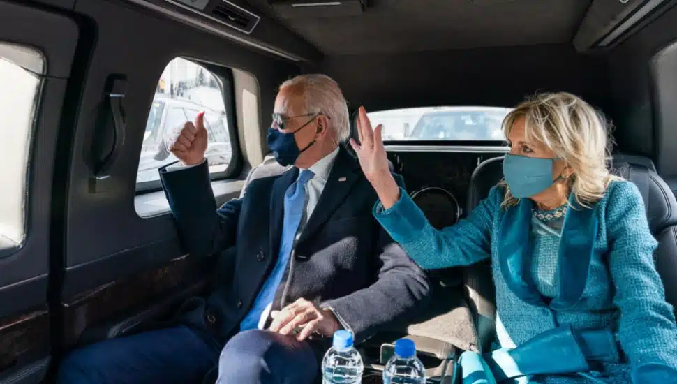 man and woman in limo