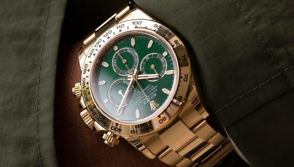 Green dialed Rolex Daytona reference 116508 at WatchBox