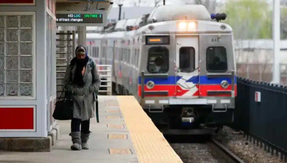 woman on train platform