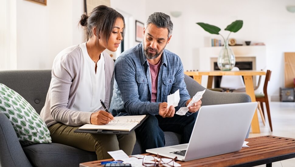 Couple planning their finances.