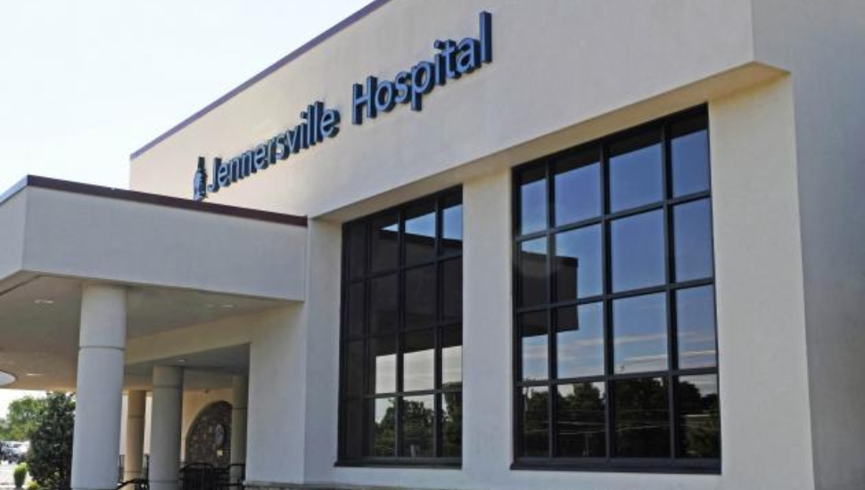 building exterior with blue sign