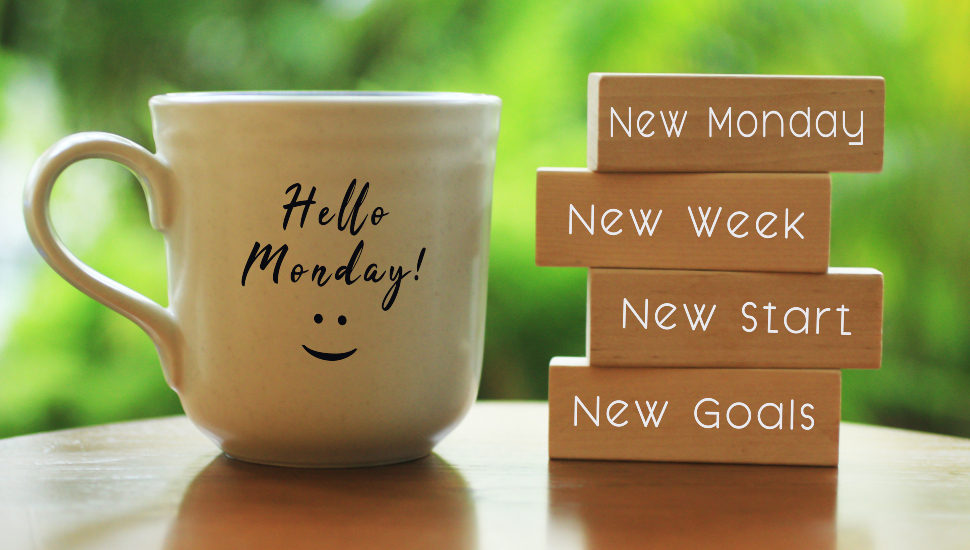 Hello Monday concept with Coffee Cup.