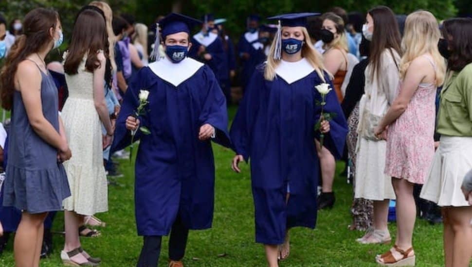 graduation kids walking