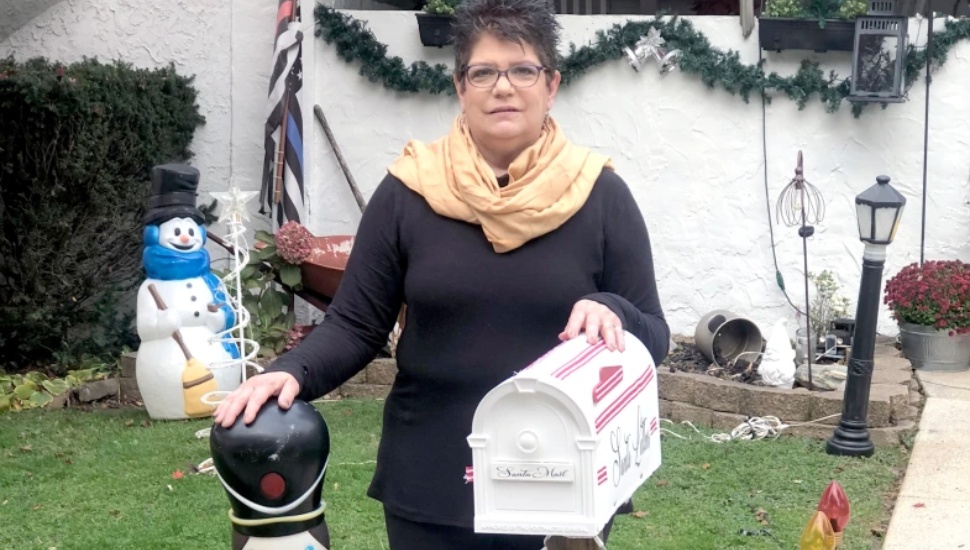 Dottie-Mandarano-and-mailbox MediaNews Group Letters to Santa Mailbox