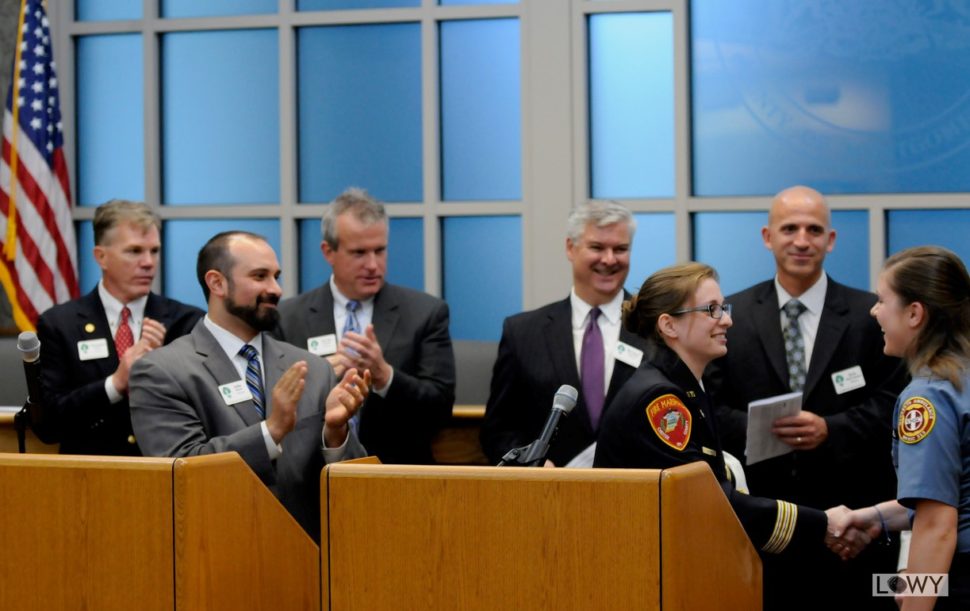 The Main Line Chamber Foundation applauds a Hometown Hero awardee.