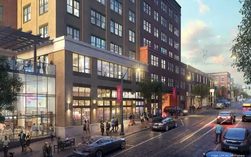 Image of proposed Norristown building via
MM Partners, LRK INC, Philadelphia Business Journal.