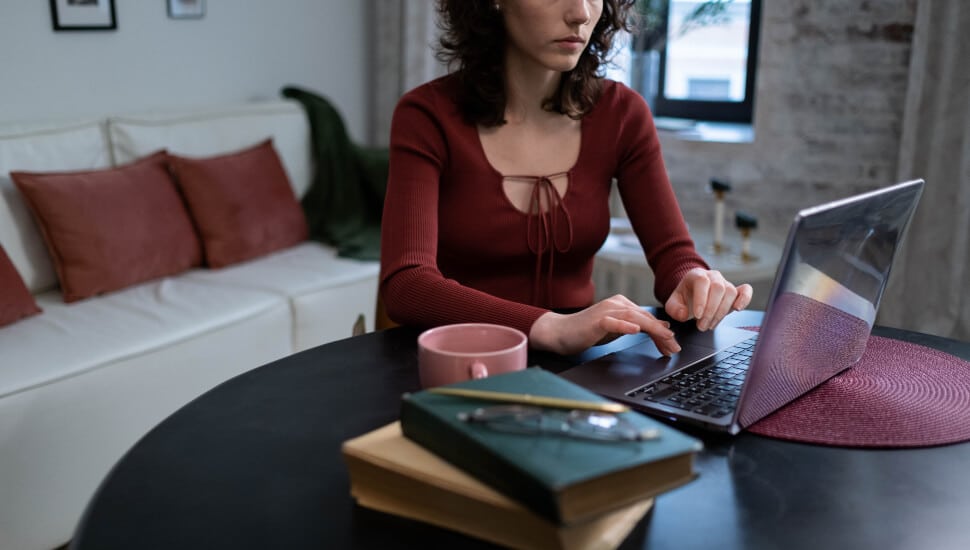 Woman working in her office