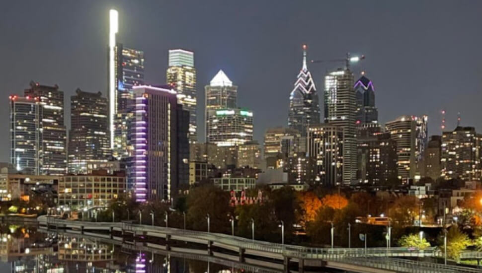 Center City Philadelphia at night.
