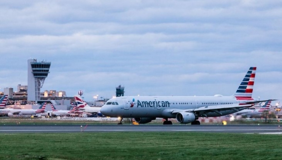 An American Airlines flight at Philadelphia International Airport.