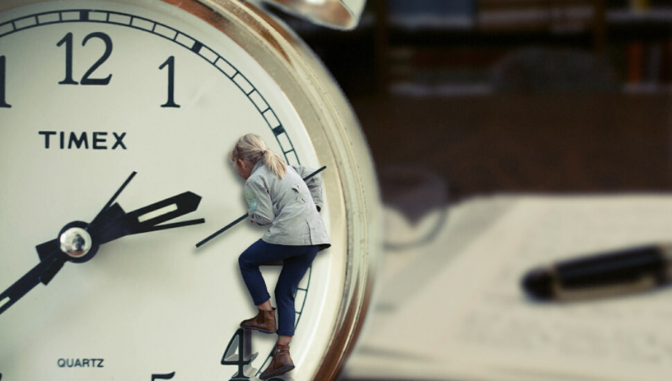 Woman climbing a watch