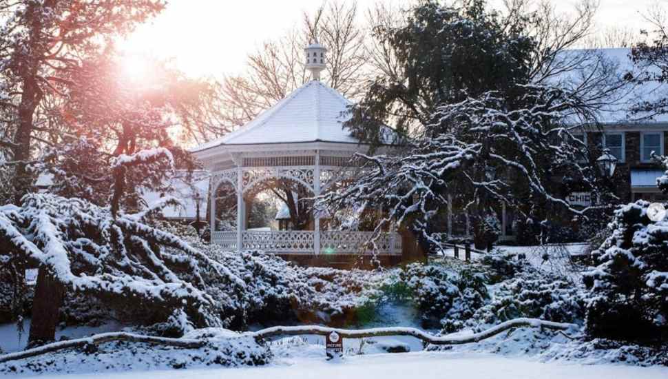 Peddler's Village gazebo in the snow
