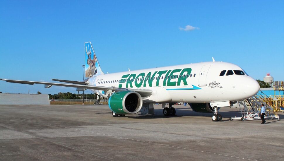 A Frontier Airline jet.