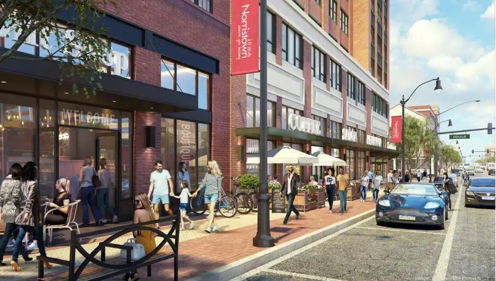 Image of proposed Norristown building via MM Partners, LRK Inc., Philadelphia Business Journal.