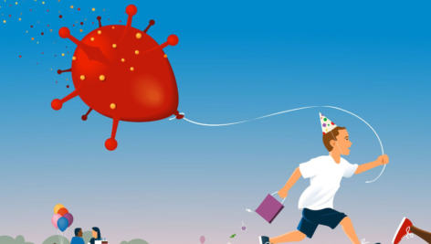 illustration of boy with balloon