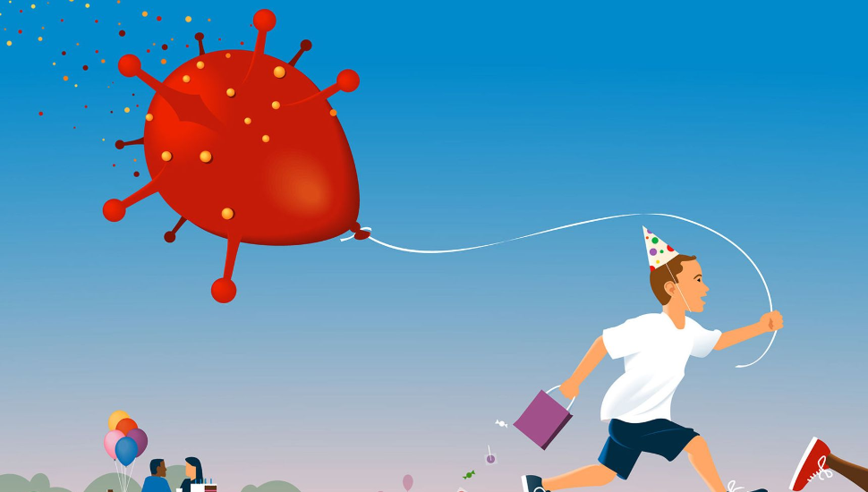illustration of boy with balloon