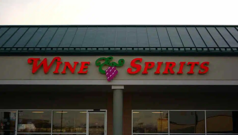 store with red sign