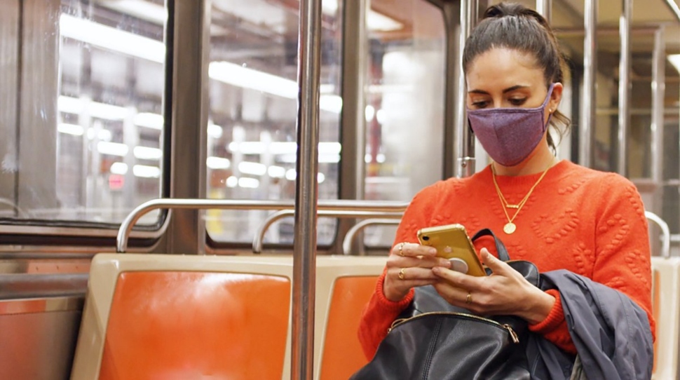 woman rides septa bus