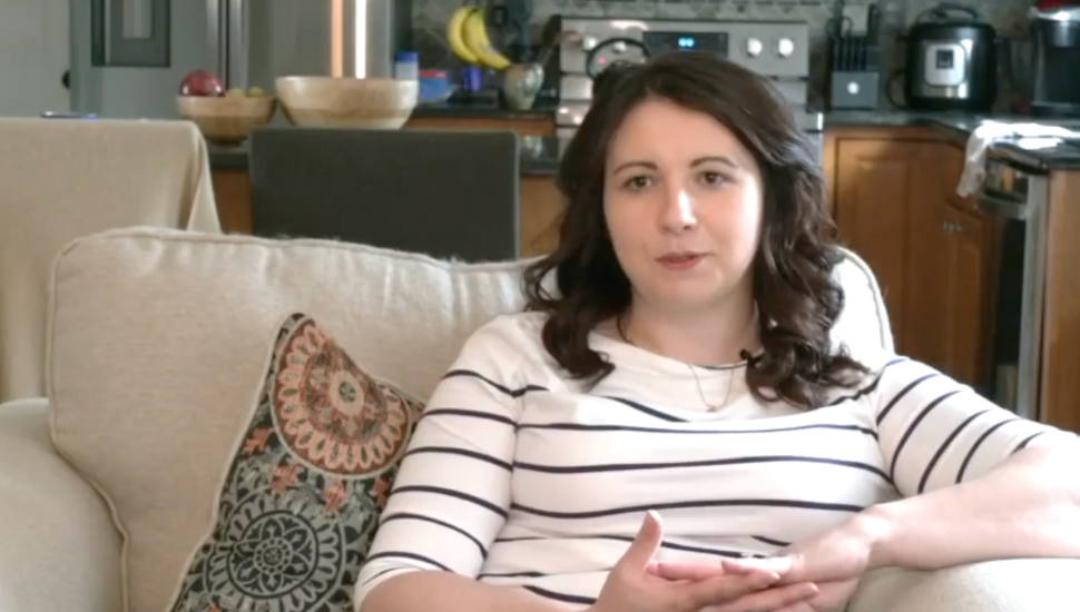 Megan Teti talking about her wedding dress