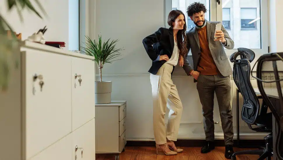 Office romance in a modern office