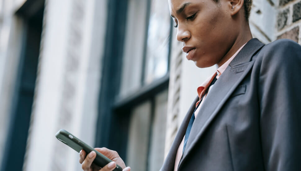 Woman checking her email