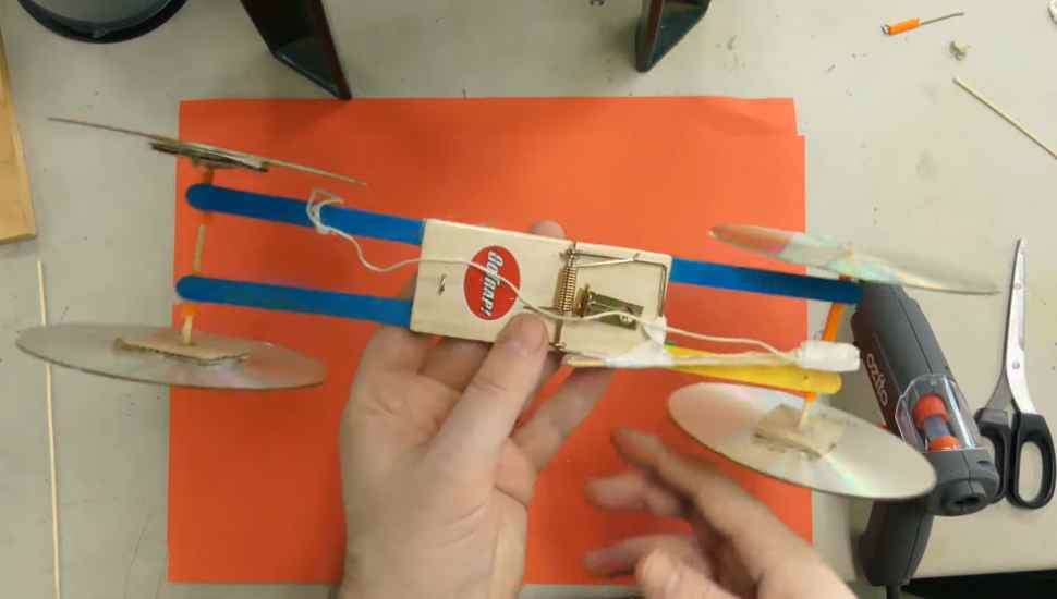handmade car with cd wheels