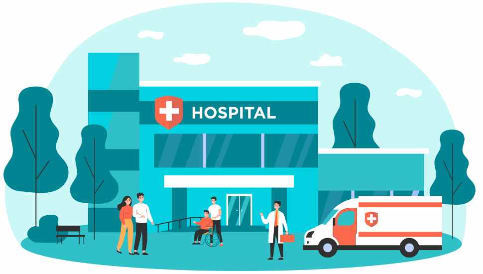 teal/orange hospital graphic