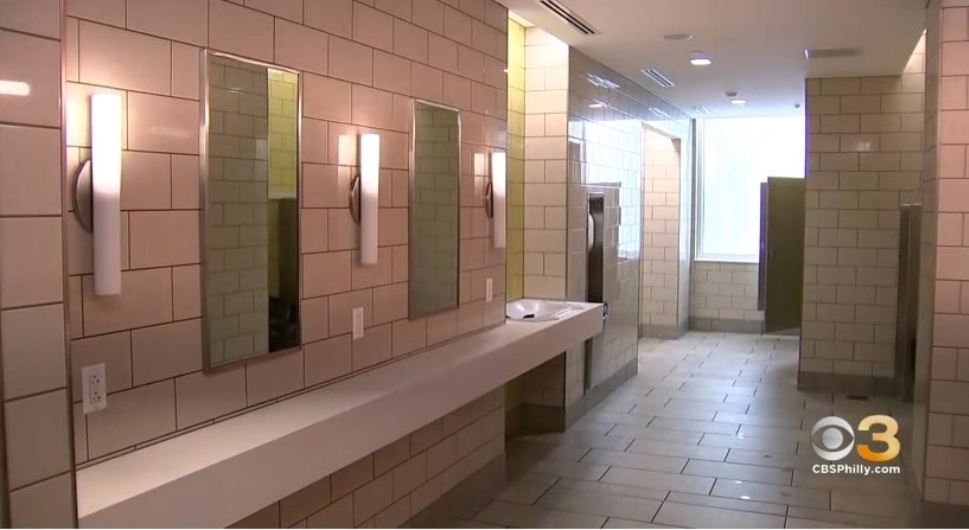 Airport bathroom interior at the Philadelphia International Airport