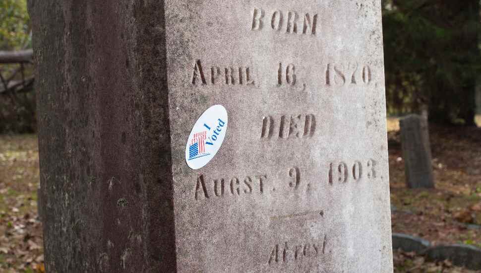 grave marker with sticker