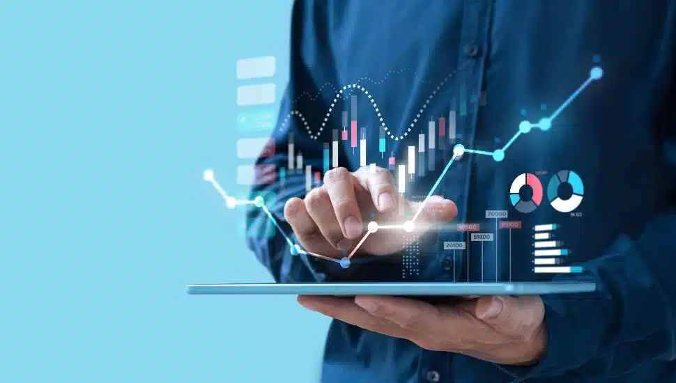 man with tablet business analytics