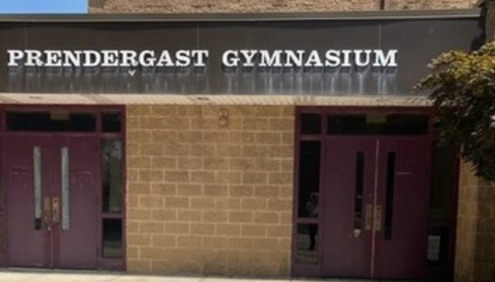 A sign for the Prendergast High School gymnasium