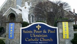The exterior of SS. Peter and Paul Ukrainian Catholic Church in Bridgeport