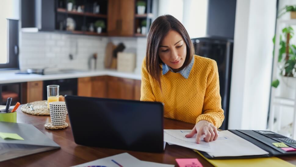 Woman working from home